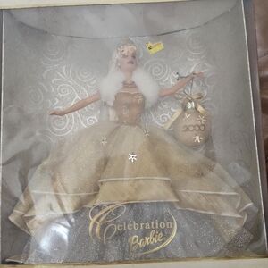 Celebration Barbie Doll with Gold and White Dress